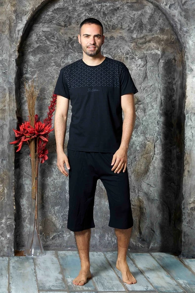 Pamuklu Desenli Kapri Erkek Pijama Takımı - 5