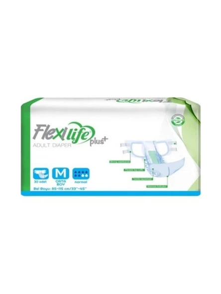 Flexi Life Plus Tekstil Yüzeyli Hasta Bezi Medium 30'lu