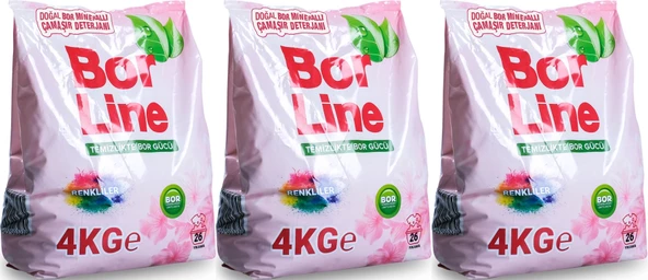 BorLine Matik Toz Çamaşır Deterjanı 12KG (Renkliler İçin) 78 Yıkama (3PK*4KG)