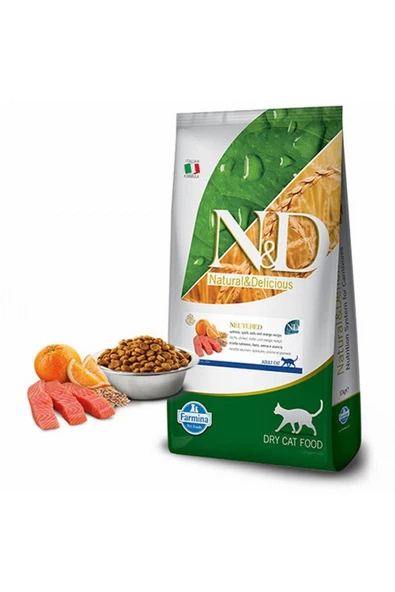 N&D Düşük Tahıllı Somonlu Kısırlaştırılmış Kedi Maması 10 Kg - 1