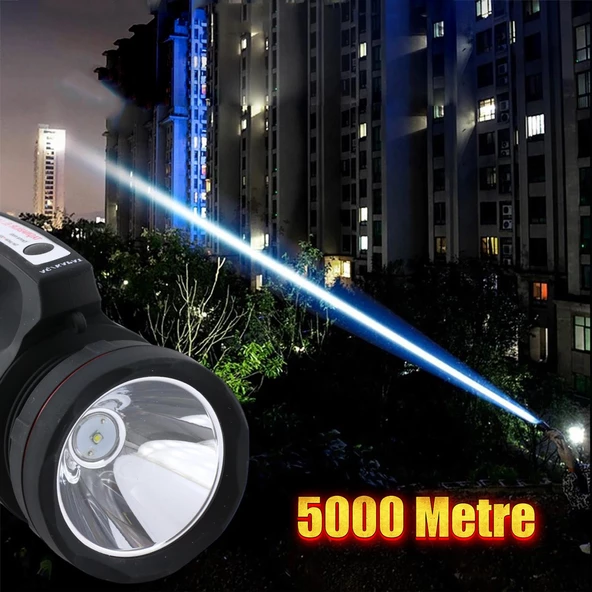 Su Geçirmez El Feneri Sarj Edilebilir Projektör Cree Led El Lambası 15 W 8000 mAh Beyaz Işık 5 km - 2