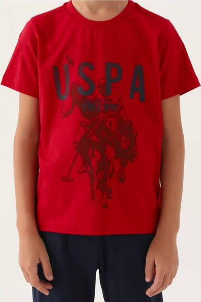 Us Polo Erkek Çocuk Kırmızı Kısa Kol Pijama Takımı 1739 - Resim 2