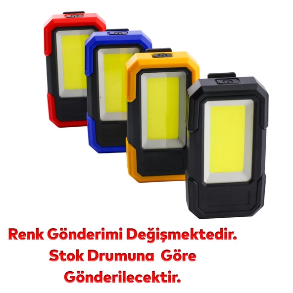 Mıknatıslı Renkli Pilli Acil Sos El Feneri Kamp Lambası Işıldak Fener Oto Tamir Lambası 3 Modlu - 3
