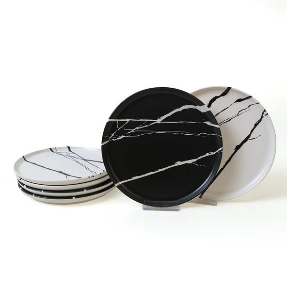 Keramika Keraart Mermer Pasta Tabağı 22 Cm 6 Adet 17950-51 - 6
