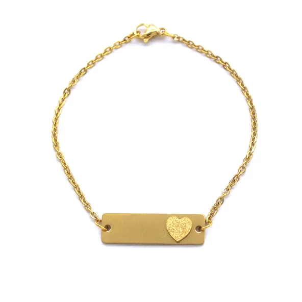 Altın Kaplama  Kalp Model Unisex Bileklik BLK-1015 - Resim 2