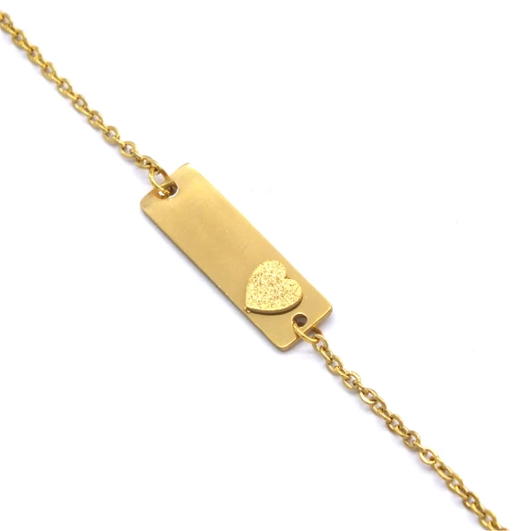 Altın Kaplama  Kalp Model Unisex Bileklik BLK-1015 - Resim 5