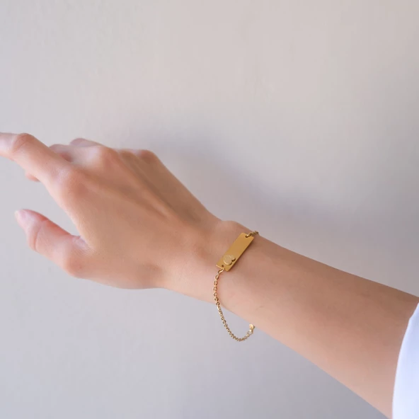 Altın Kaplama  Kalp Model Unisex Bileklik BLK-1015 - Resim 3