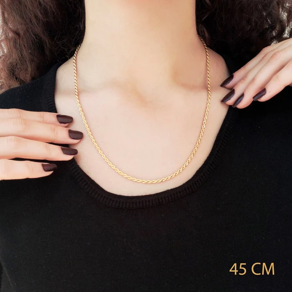 Çelik Zincir Altın Kaplama Burgu Model 2,5 MM ZN-126 - 2