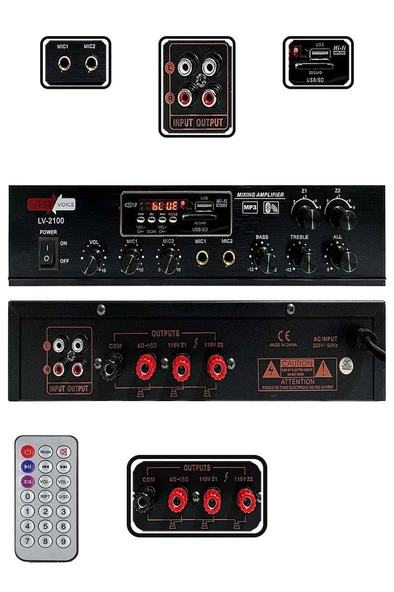 Lastvoice Black Large Plus Paket-5 Hoparlör ve Anfi Anons Ses Sistemi Seti - 3