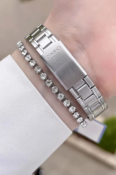 Casio CSISTE21 Kadranı Siyah Kordonu Gümüş Renk Hediye Paketli Kadın Kol Saati - Resim 5