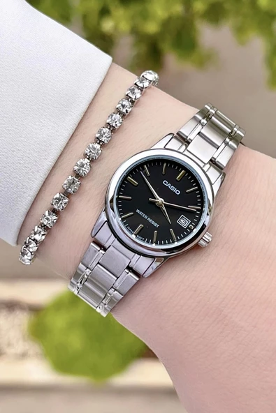 Casio CSISTE21 Kadranı Siyah Kordonu Gümüş Renk Hediye Paketli Kadın Kol Saati - Resim 2