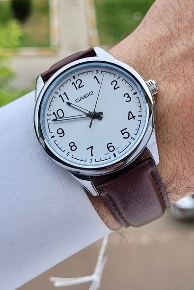 Casio CSISTE13 Kasası Gümüş Kordonu Kahverengi Renk Hediye Paketli Erkek Kol Saati ürün görseli 1