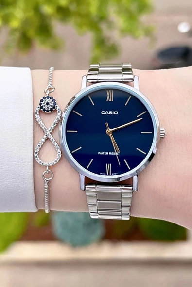 Casio CSISTE30 Kadranı Lacivert Kordonu Gümüş Renk Hediye Paketli Kadın Kol Saati - 3