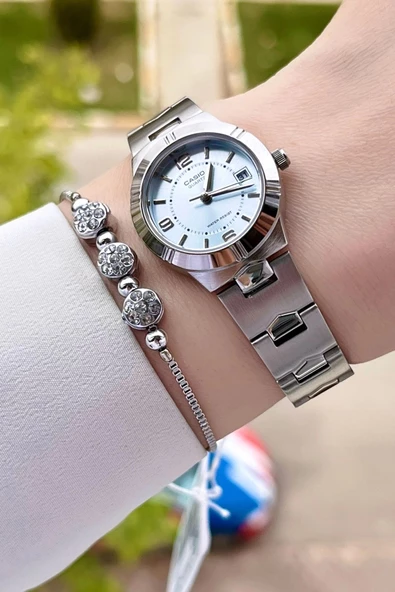Casio CSISTE17 Kadranı Mavi Kordonu Gümüş Renk Hediye Paketli Kadın Kol Saati - Resim 2