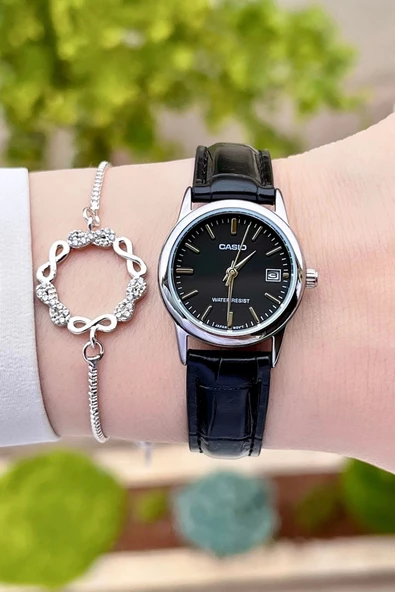 Casio CSISTE22 Kasası Gümüş Kordonu Siyah Renk Hediye Paketli Kadın Kol Saati - Resim 3