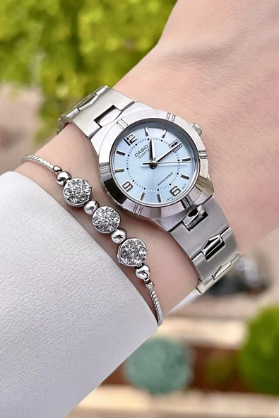 Casio CSISTE17 Kadranı Mavi Kordonu Gümüş Renk Hediye Paketli Kadın Kol Saati - Resim 4