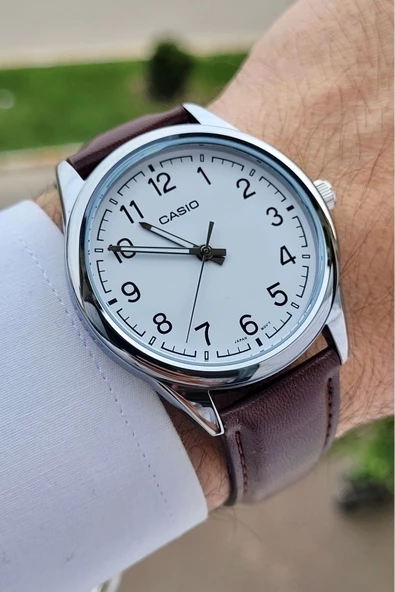 Casio CSISTE13 Kasası Gümüş Kordonu Kahverengi Renk Hediye Paketli Erkek Kol Saati - Resim 4