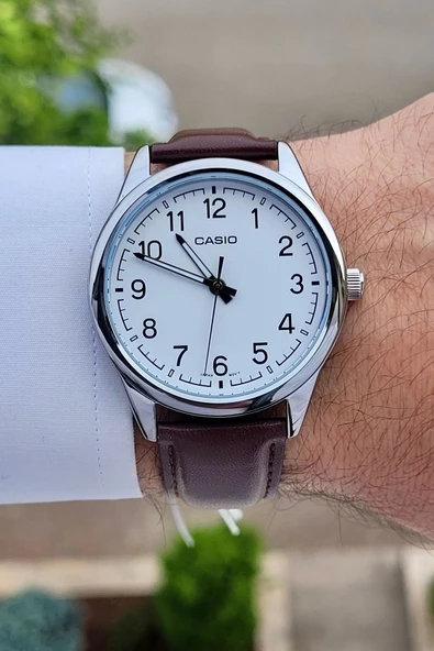 Casio CSISTE13 Kasası Gümüş Kordonu Kahverengi Renk Hediye Paketli Erkek Kol Saati - Resim 2