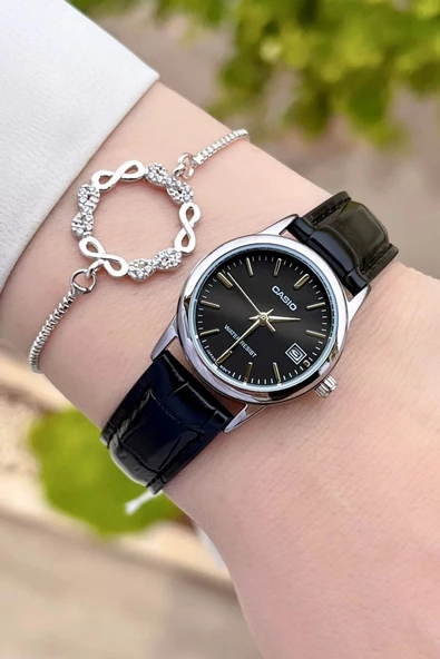 Casio CSISTE22 Kasası Gümüş Kordonu Siyah Renk Hediye Paketli Kadın Kol Saati - Resim 2