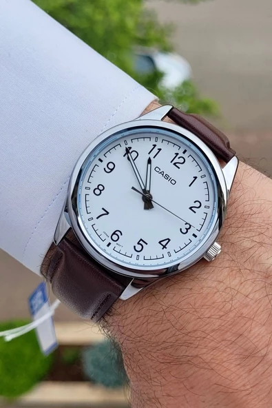 Casio CSISTE13 Kasası Gümüş Kordonu Kahverengi Renk Hediye Paketli Erkek Kol Saati - Resim 3