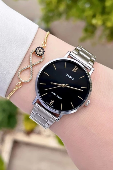 Casio CSISTE29 Kadranı Siyah Kordonu Gümüş Renk Hediye Paketli Kadın Kol Saati - Resim 2