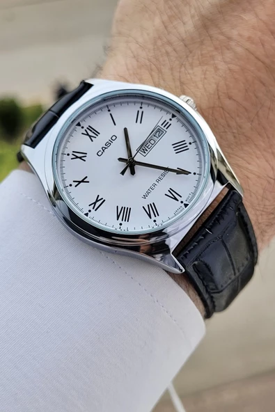 Casio CSISTE9 Kadranı Beyaz Kordonu Siyah Renk Hediye Paketli Erkek Kol Saati - Resim 2