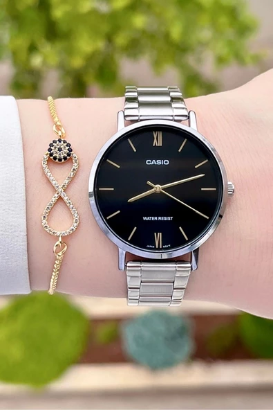 Casio CSISTE29 Kadranı Siyah Kordonu Gümüş Renk Hediye Paketli Kadın Kol Saati - Resim 3