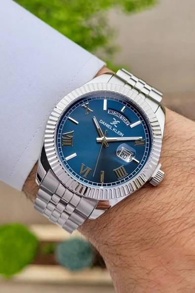 Daniel Klein DKISTE1126 Kadranı Lacivert Kordonu Gümüş Renk Hediye Paketli Erkek Kol Saati - Resim 3