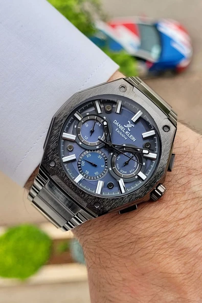 Daniel Klein DKISTE1138 Kadranı Lacivert Kordonu Füme Renk Hediye Paketli İç Göstergeleri Aktif Erkek Kol Saati - Resim 3