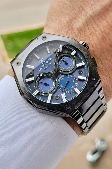 Daniel Klein DKISTE1138 Kadranı Lacivert Kordonu Füme Renk Hediye Paketli İç Göstergeleri Aktif Erkek Kol Saati - Resim 4
