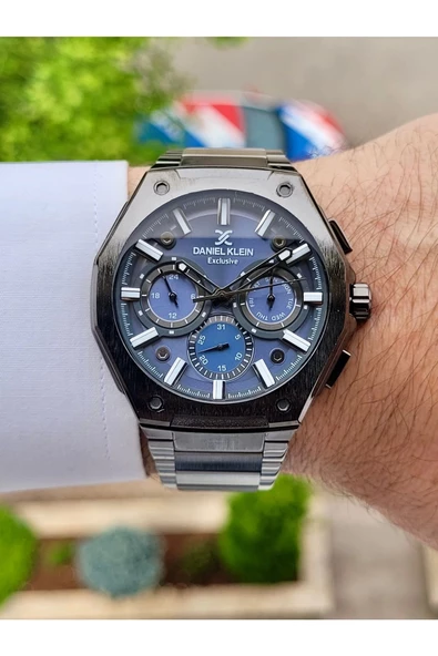 Daniel Klein DKISTE1138 Kadranı Lacivert Kordonu Füme Renk Hediye Paketli İç Göstergeleri Aktif Erkek Kol Saati - Resim 2
