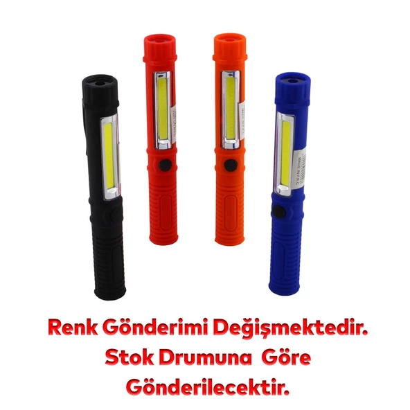 Pil Hediyeli Portatif Mıknatıslı Pilli Küçük El Feneri Kamp Lambası Işıldak Fener led Lamba 1 Adet - 3