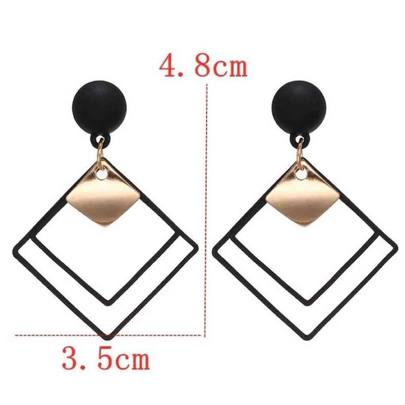 Geometrik Kare Damla Küpe - 3