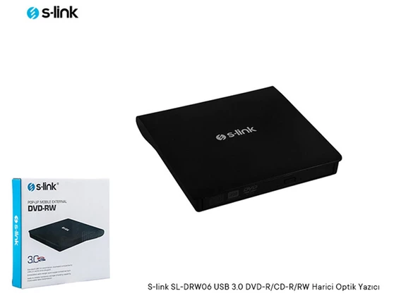 S-link SL-DRW06 USB 3.0 DVD-R-CD-R-RW- Dvd-Rw Ultra Slim Harici Optik Yazıcı Siyah - Resim 3
