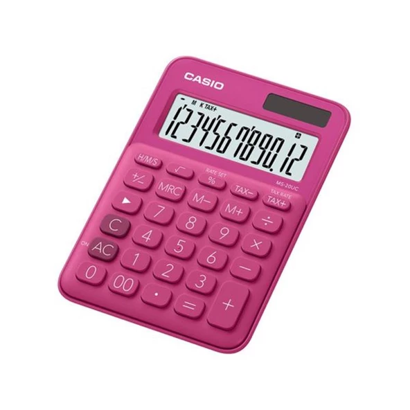 Casio MS-20UC-RD 12 Hane Koyu Pembe Masa Üstü Hesap Makinesi ürün görseli 1