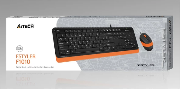 A4 Tech F1010 Q Usb Turuncu Fn-Mm Klv+Optik Mouse Set ürün görseli 1