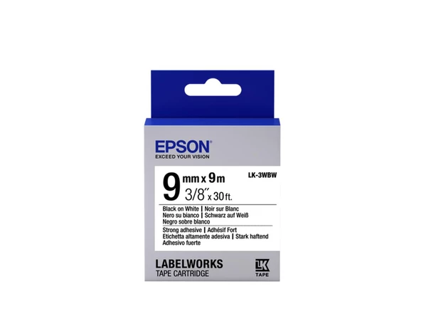 Epson LK-3WBW Strong Beyaz  Üzeri Siyah 9MM 9Metre ürün görseli 1