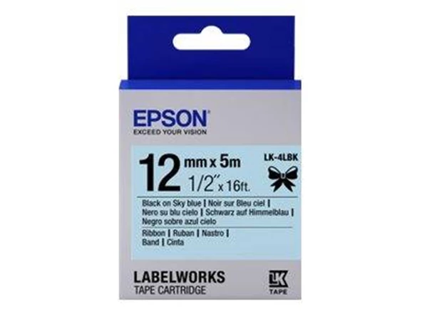 Epson LK-4WLN Beyaz Üzeri Mavi 12MM 9Metre Etiket ürün görseli 1