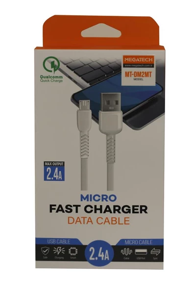 Megatech MT-DM2MT 2.4A Micro 2mt Data Şarj Kablosu ürün görseli 1