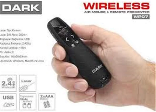 Dark WP07 Kırmızı Lazerli Wireless Presenter ürün görseli 1
