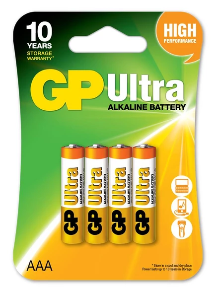 Gp LR03 AAA Boy Ultra Alkalin İnce Kalem Pil 4'lü Paket GP24AUMB-U4 ürün görseli 1