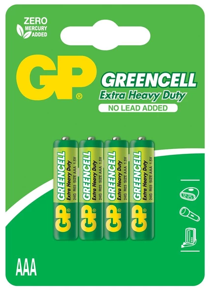 GP Greencel R03 AAA Boy İnce Çinko Kalem Pil 4'lü Paket GP24G-U4 ürün görseli 1