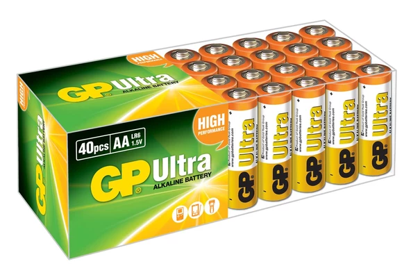 Gp LR6 AA Boy Ultra Alkalin Kalem Pil 40'lı Paket GP15AU-2B40 ürün görseli 1