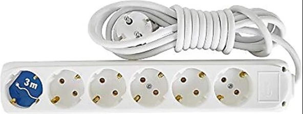 Almera 6lı 3mt Topraklı Priz ürün görseli 1