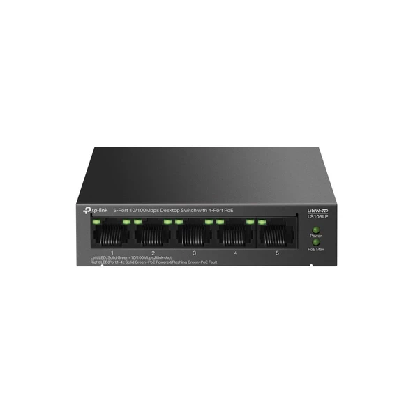 Tp-Link LS105LP 4 Port Poe+ 10-100 Mbps Switch Metal Kasa ürün görseli 1