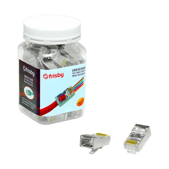 Frisby FNW-RJ4532N CAT6 EZ RJ45 100lü Yeni Nesil Delikli Metal Konnektör ürün görseli 1