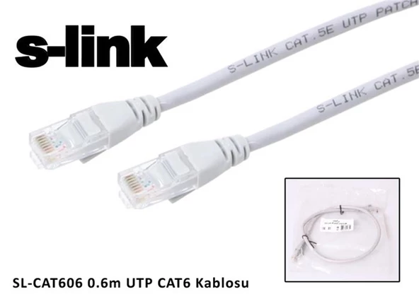 S-link SL-CAT606 cat6 0.60mt Gri Utp Patch Kablo ürün görseli 1