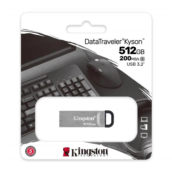 Kingston DTKN-512GB 512GB DataTraveler Kyson 200MB-s Metal USB 3.2 Gen 1 Flash Bellek - Resim 3