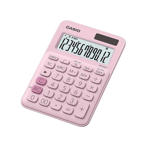 Casio MS-20UC-PK 12 Hane Açık Pembe Masa Üstü Hesap Makinesi ürün görseli 1