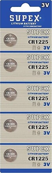 Supex CR1225-C5 3V Lityum Düğme Pil 5'li Paket ürün görseli 1